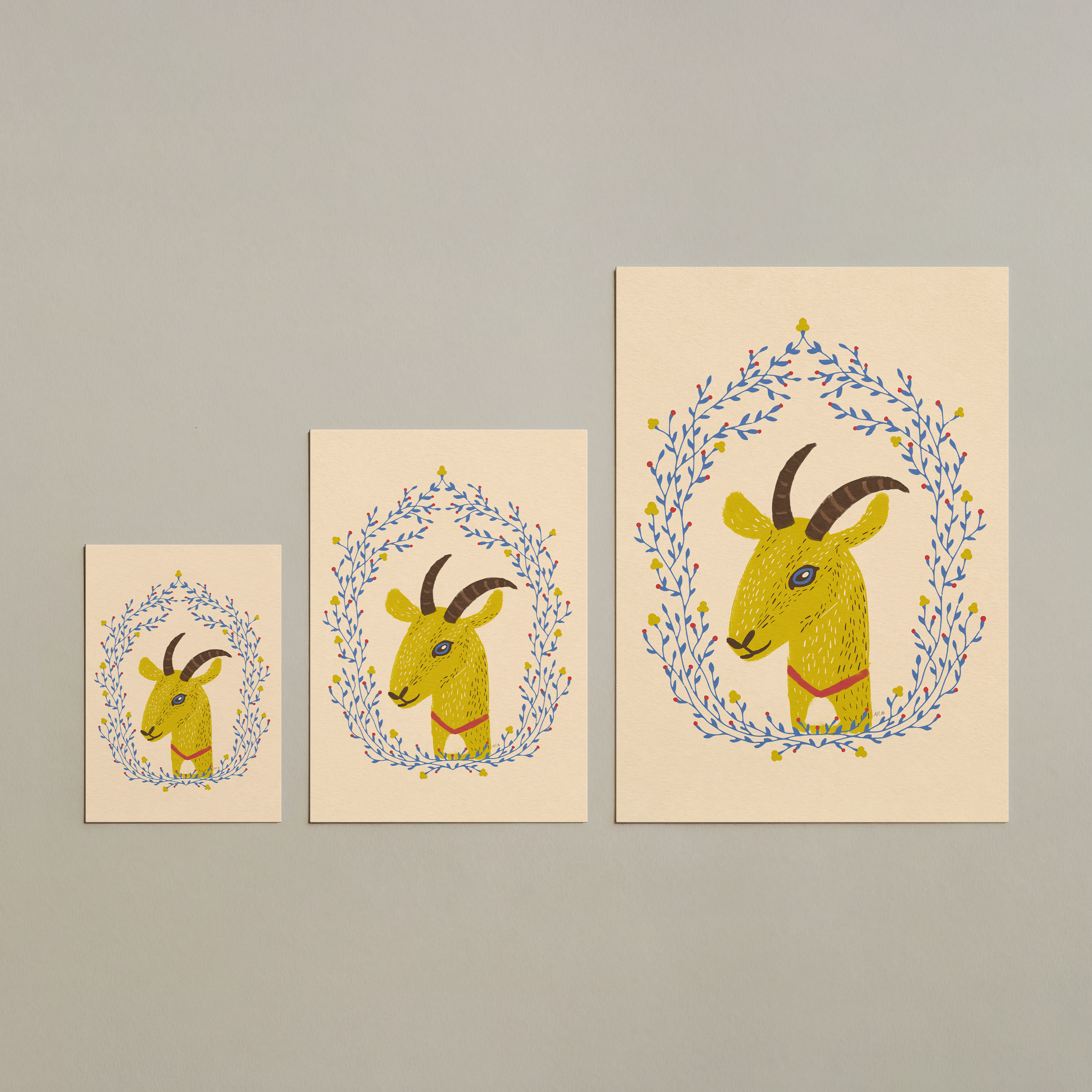 Heidi Floral Goat Print · Digital Download