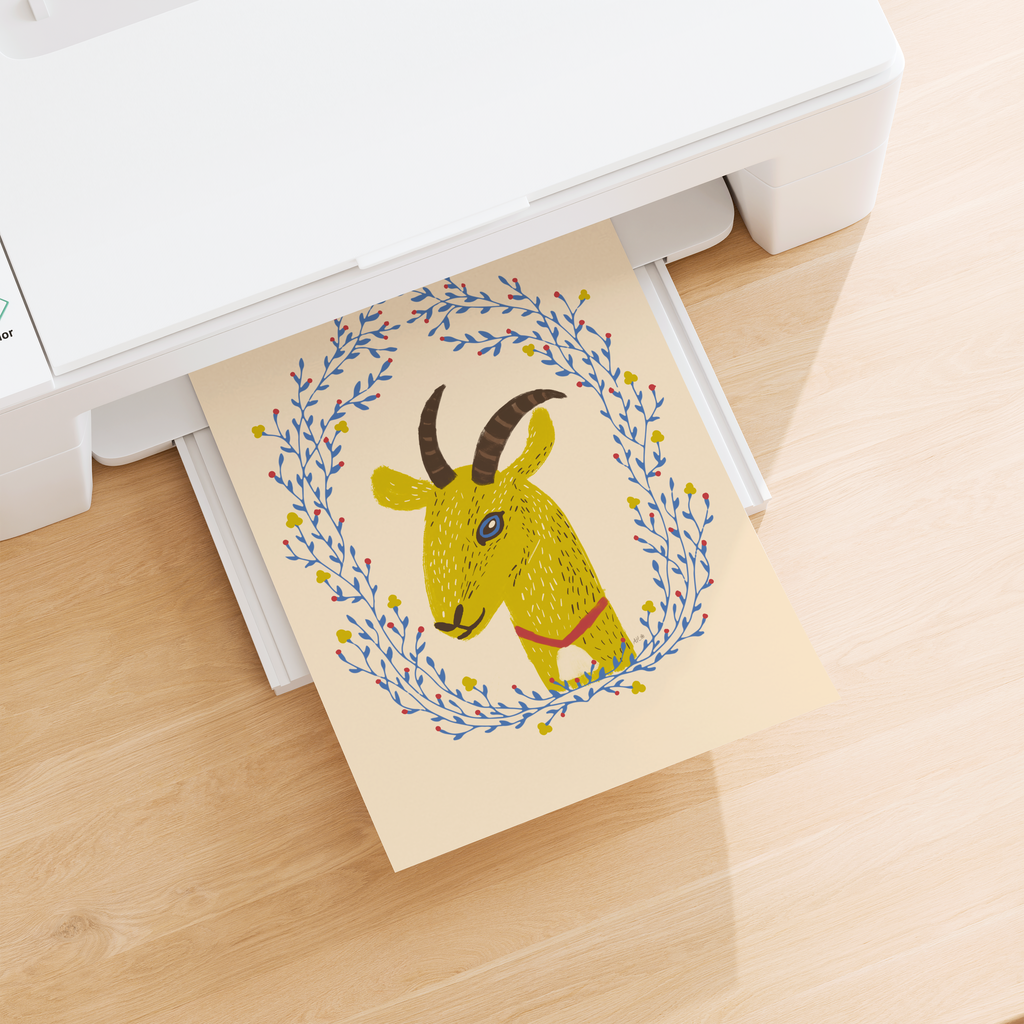 Heidi Floral Goat Print · Digital Download