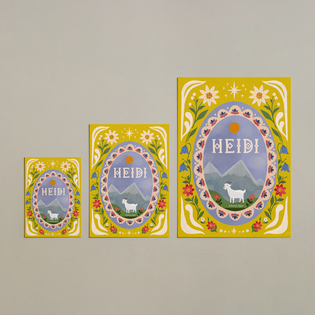 Heidi Book Cover Art Print . Vintage Storybook Wall Art . Johanna Spyri Classic Literature