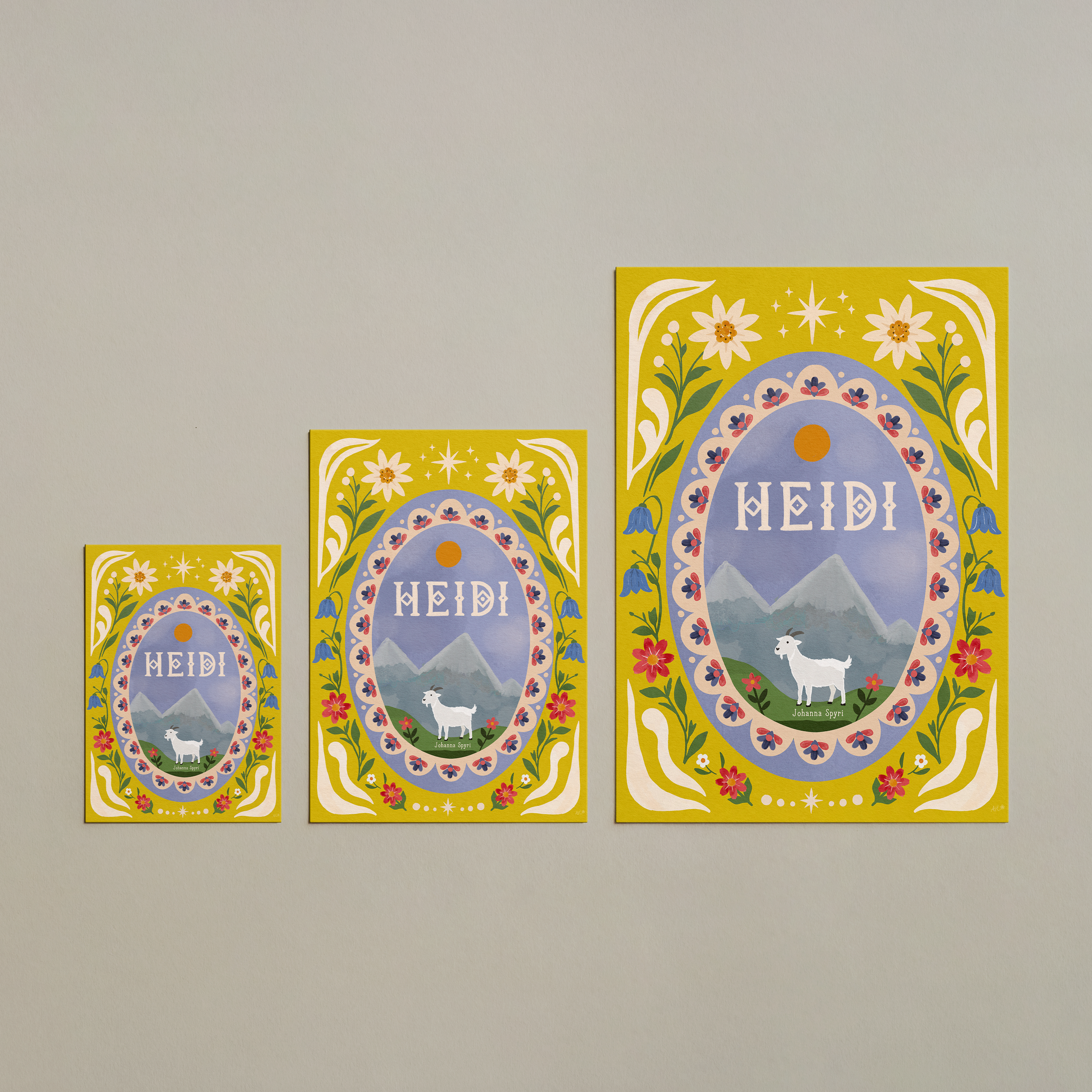 Heidi Book Cover Art Print . Vintage Storybook Wall Art . Johanna Spyri Classic Literature