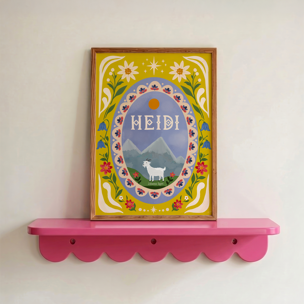 Heidi Book Cover Art Print . Vintage Storybook Wall Art . Johanna Spyri Classic Literature