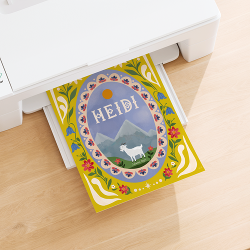 Heidi Book Cover Art Print . Vintage Storybook Wall Art . Johanna Spyri Classic Literature