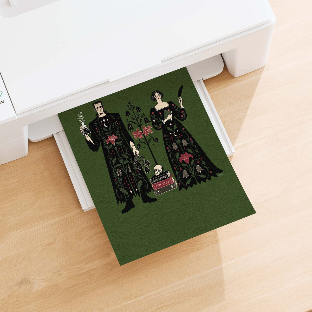 Frankenstein · Mary Shelley and Frankenstein Portrait · Digital Download