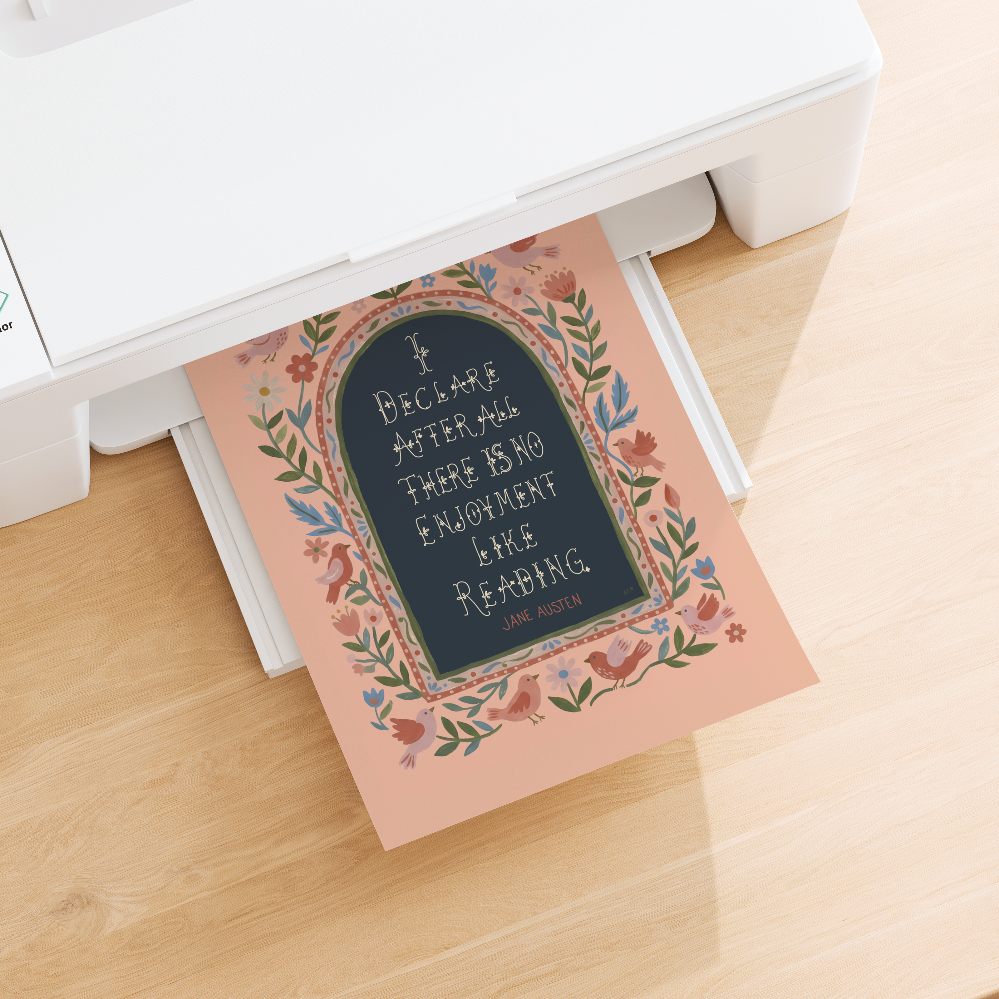 No Enjoyment Like Reading · Jane Austen Quote · Digital Download