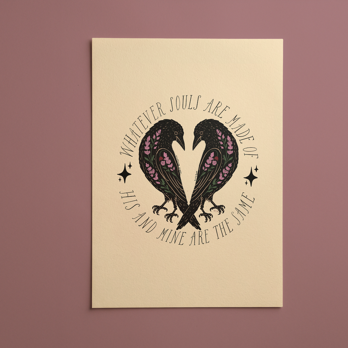 Wuthering Heights Crow Print · Emily Brontë Quote · Digital Download