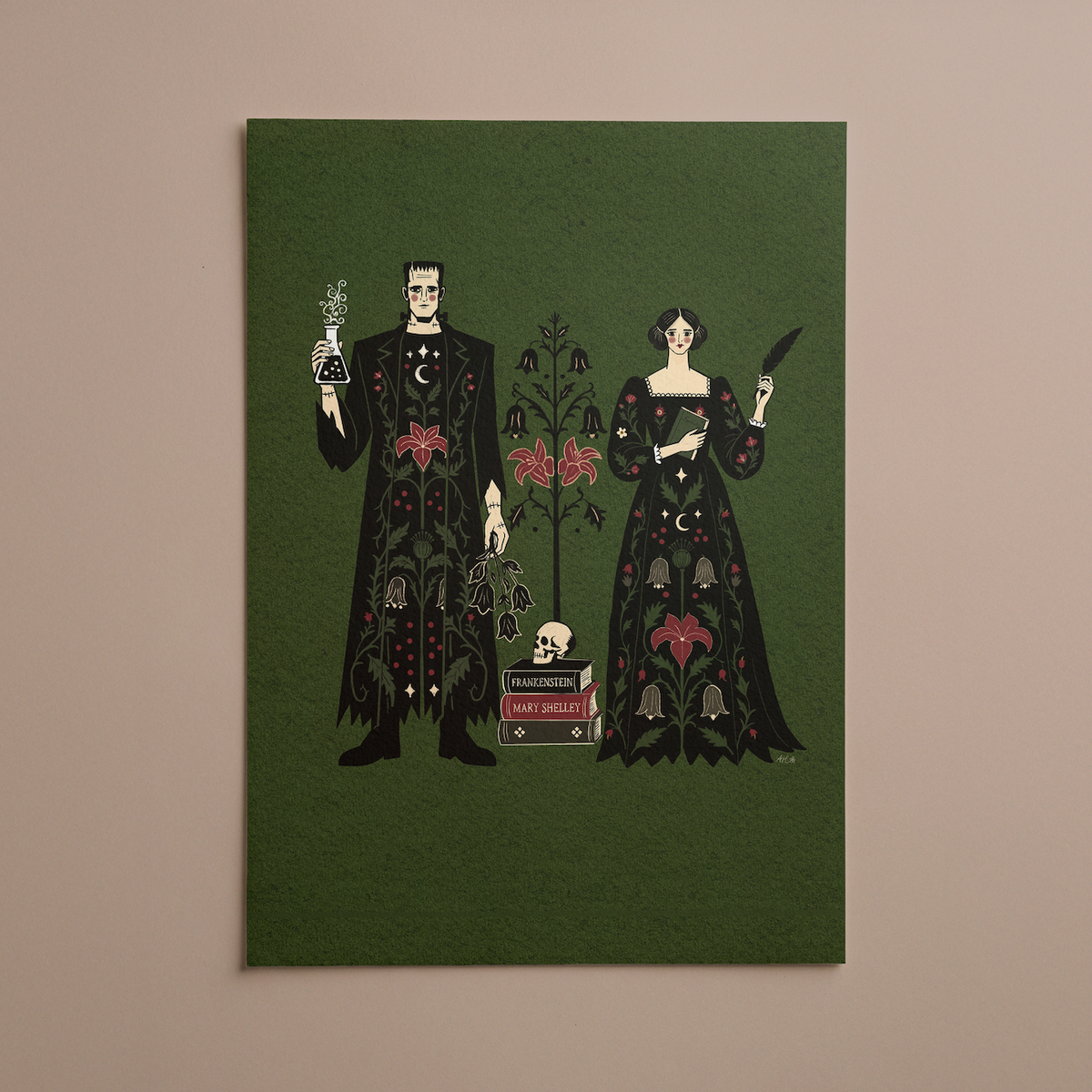 Frankenstein · Mary Shelley and Frankenstein Portrait · Digital Download