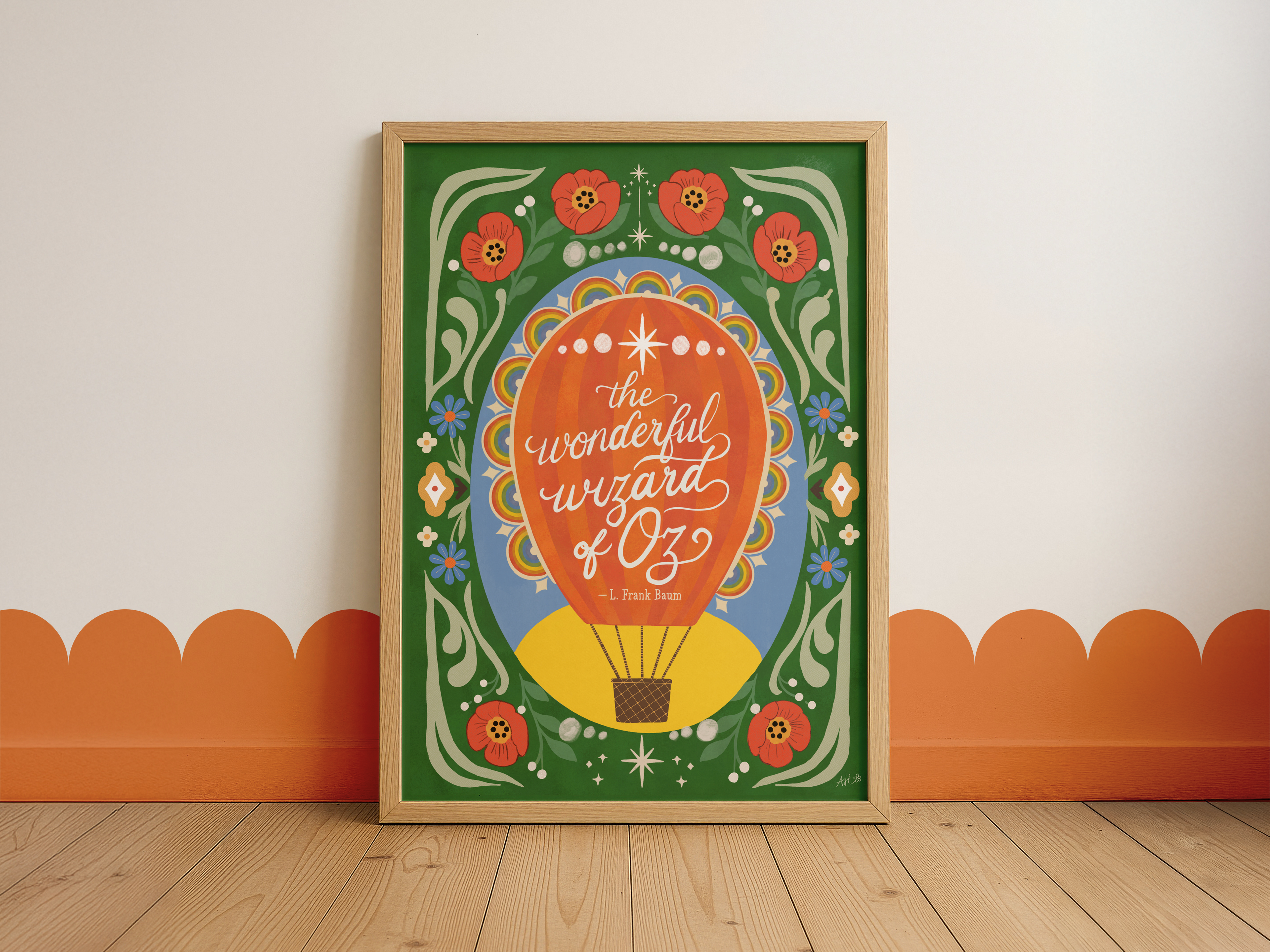 The Wonderful Wizard of Oz Print · Hand Lettered Book Title Wall Art · Vintage Storybook · Digital Download